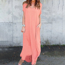 Indlæs billede til gallerivisning Kjole med V-udskæring, slidser og lommer