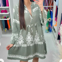 Indlæs billede til gallerivisning V-hals Button-Down Babydoll Kjole