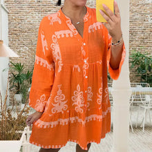 Indlæs billede til gallerivisning V-hals Button-Down Babydoll Kjole