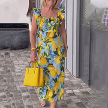 Indlæs billede til gallerivisning Plus size tunika-kjole med citronprint