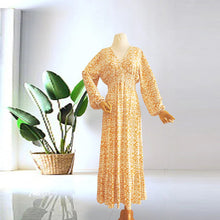 Indlæs billede til gallerivisning Ny V-hals-lang kjole med blomsterprint