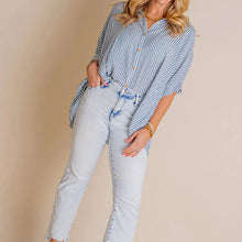 Indlæs billede til gallerivisning Helt ny løs stribet baggy knapskjorte