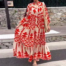 Indlæs billede til gallerivisning Ny Elegant trykt skjorte Boheme-kjole