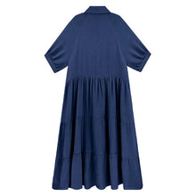 Indlæs billede til gallerivisning Midikjole med halværmer i bomuld til kvinder med lommer