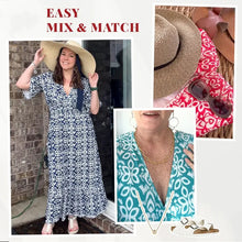 Indlæs billede til gallerivisning Ny V-hals-lang kjole med blomsterprint