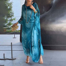 Indlæs billede til gallerivisning Elegant chiffon-kjole med marmorprint