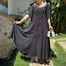 Indlæs billede til gallerivisning Patchwork-kjole med blondekant