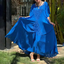 Indlæs billede til gallerivisning Patchwork-kjole med blondekant