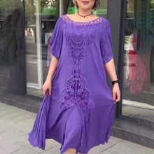 Indlæs billede til gallerivisning Patchwork-kjole med blondekant