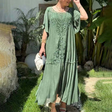 Indlæs billede til gallerivisning Patchwork-kjole med blondekant