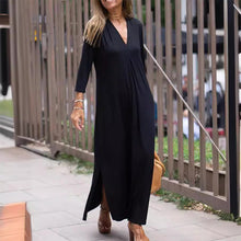Indlæs billede til gallerivisning Elegant komfortabel kjole med V-hals