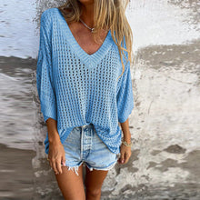 Indlæs billede til gallerivisning V-hals hul strikket top