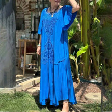 Indlæs billede til gallerivisning Patchwork-kjole med blondekant