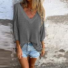 Indlæs billede til gallerivisning V-hals hul strikket top