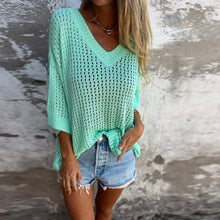 Indlæs billede til gallerivisning V-hals hul strikket top
