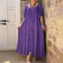 Indlæs billede til gallerivisning Patchwork-kjole med blondekant