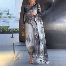 Indlæs billede til gallerivisning Elegant chiffon-kjole med marmorprint