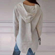 Indlæs billede til gallerivisning Sweatshirt med hætte og V-udskæring med en enkelt knap