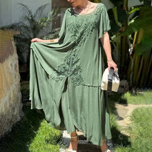 Indlæs billede til gallerivisning Patchwork-kjole med blondekant