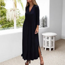 Indlæs billede til gallerivisning Elegant komfortabel kjole med V-hals