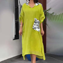 Indlæs billede til gallerivisning Maxikjole med hætte og pailletter i fiskeskæl