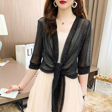 Indlæs billede til gallerivisning Glimtende cardigan i tyndt issilkestof