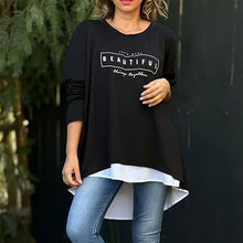 Indlæs billede til gallerivisning Bogstav Rund hals Faux todelt T-shirt