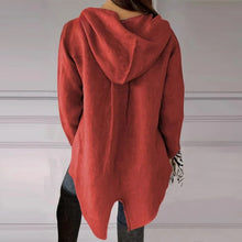 Indlæs billede til gallerivisning Sweatshirt med hætte og V-udskæring med en enkelt knap