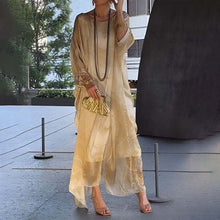 Indlæs billede til gallerivisning Elegant chiffon-kjole med marmorprint