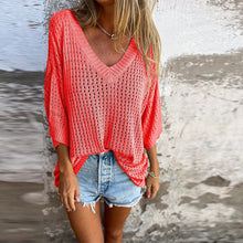 Indlæs billede til gallerivisning V-hals hul strikket top