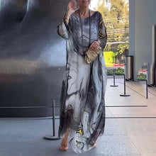 Indlæs billede til gallerivisning Elegant chiffon-kjole med marmorprint