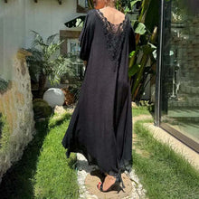 Indlæs billede til gallerivisning Patchwork-kjole med blondekant