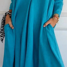 Indlæs billede til gallerivisning Kjole med V-hals og sidelommer til kvinder