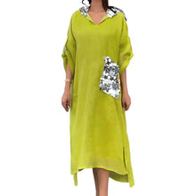 Indlæs billede til gallerivisning Maxikjole med hætte og pailletter i fiskeskæl