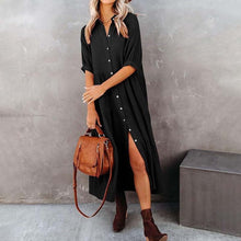 Indlæs billede til gallerivisning Midikjole med halværmer i bomuld til kvinder med lommer