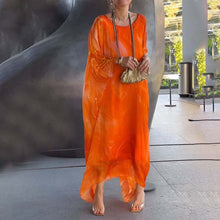 Indlæs billede til gallerivisning Elegant chiffon-kjole med marmorprint