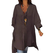 Indlæs billede til gallerivisning Sommer afslappet bomuld linned V-hals skjorte