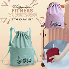 Indlæs billede til gallerivisning Broderet skuldertaske med lomme med snøre