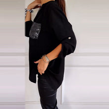 Indlæs billede til gallerivisning Afslappet top med paneler med pailletter med knap