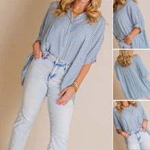Indlæs billede til gallerivisning Helt ny løs stribet baggy knapskjorte