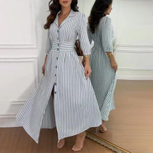 Indlæs billede til gallerivisning Stribet nederdel med revers og knapper