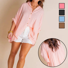 Indlæs billede til gallerivisning Helt ny løs stribet baggy knapskjorte