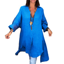 Indlæs billede til gallerivisning Sommer afslappet bomuld linned V-hals skjorte