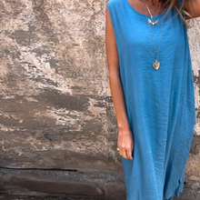 Indlæs billede til gallerivisning Casual kjole uden ærmer med rund hals til kvinder - Forsalg