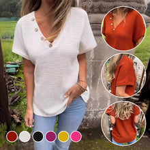 Indlæs billede til gallerivisning Kortærmet top med V-udskæring og nitter