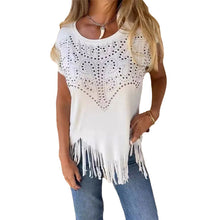 Indlæs billede til gallerivisning Kortærmet t-shirt med rund hals og kvast