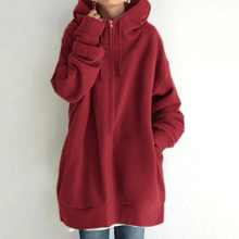 Indlæs billede til gallerivisning Lynlås Hooded Long Plus Fleece Sweatshirt