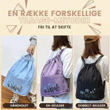 Indlæs billede til gallerivisning Broderet skuldertaske med lomme med snøre