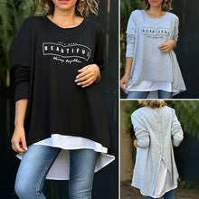 Indlæs billede til gallerivisning Bogstav Rund hals Faux todelt T-shirt