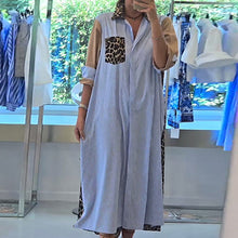 Indlæs billede til gallerivisning Løs skjortekjole med patchwork og striber